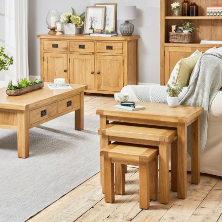 Solid Oak : Bộ Đôn Gỗ Sồi - 03 Món